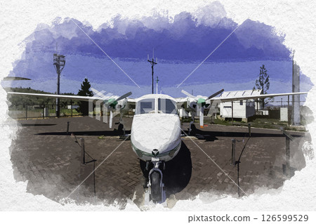 Watercolor style Stork Tajima Airport Aero Commander 680FL Toyooka City, Hyogo Prefecture Watercolor style Stork Tajima Airport Aero Commander 680FL Toyooka City, Hyogo Prefecture 126599529