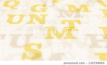 A background of printed alphabets arranged in a three-dimensional style - Yellow 126599660