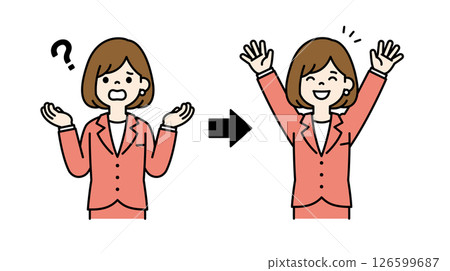 一位解決了自己問題的女職員的向量插圖_線寬可以編輯_顏色 一位解決了自己問題的女職員的向量插圖_線寬可以編輯_顏色 126599687