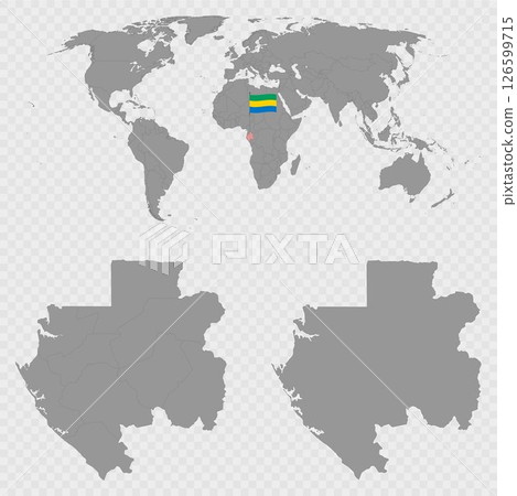 Gabon Map Set with World Location. Gabon Map Set with World Location. 126599715