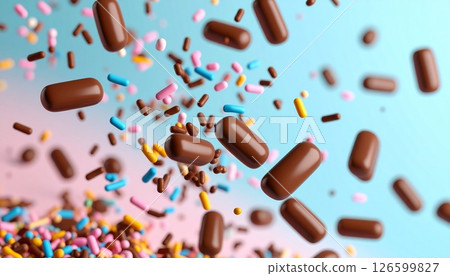 Raindrops of colorful chocolate spray 126599827