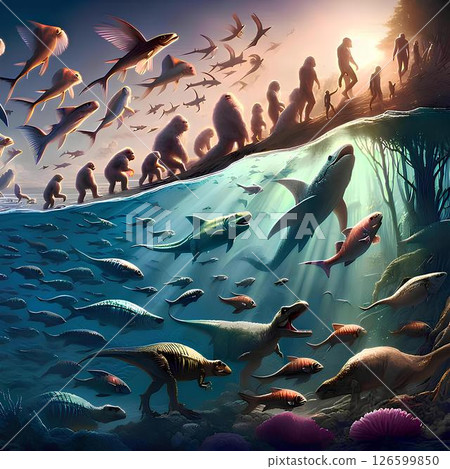 the evolution of life on earth-插圖素材 [126599850] - PIXTA圖庫