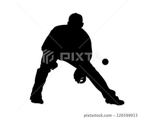 等待地滾球的棒球防守場景 126599913