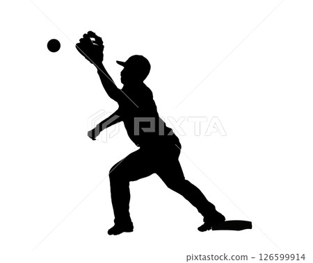Silhouette of a baseball player standing on the base 126599914
