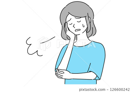 Young woman sighing with her hand on her cheek 126600242