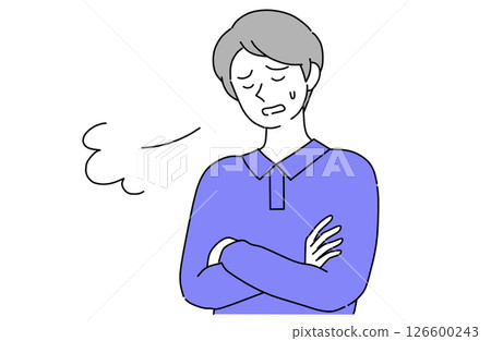 Young man sighing with his arms crossed Young man sighing with his arms crossed 126600243