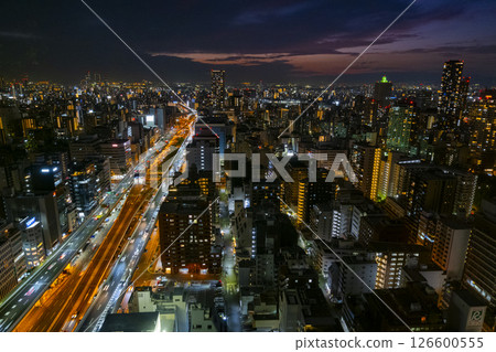 Night view of Osaka from a skyscraper Night view of Osaka from a skyscraper 126600555