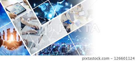 Collage of various business images - Horizontal visuals for banners and advertisements 126601124