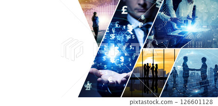 Collage of various business images - Horizontal visuals for banners and advertisements 126601128