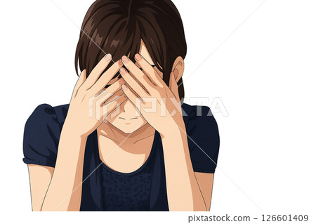 Woman covering her face in sadness 126601409