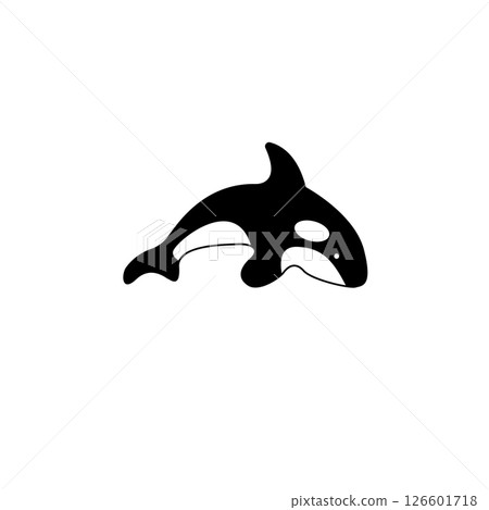 Ocean Whale Silhouette, Underwater Animal Solid Flat Vector Icon Isolated on White Background 126601718
