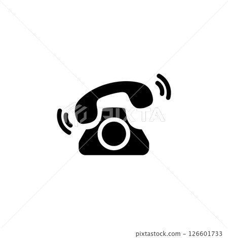 Old Telephone Ringing, Phone Call Solid Flat Vector Icon Isolated on White Background 126601733