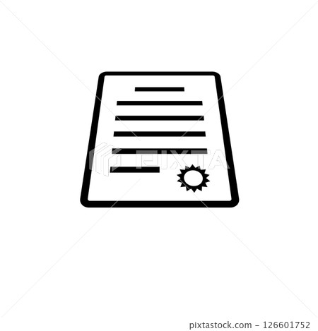 Certification Diploma, Qualification Certificate Solid Flat Vector Icon Isolated on White Background 126601752