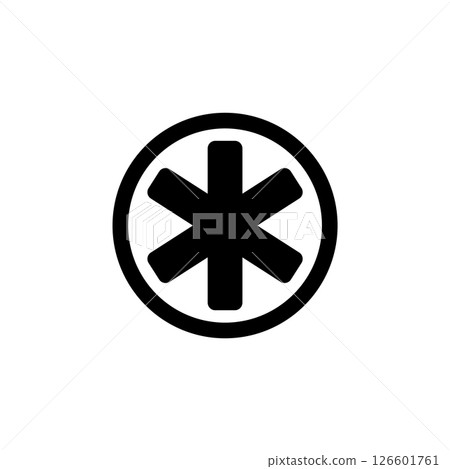 Star of Life, Medical Emergency Clinic Solid Flat Vector Icon Isolated on White Background 126601761