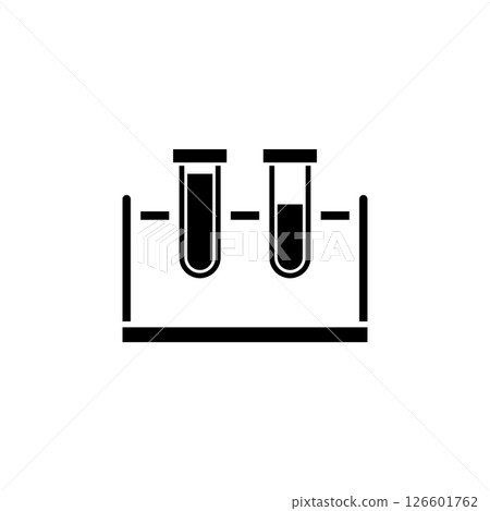 Chemical Test Tube Rack Flasks, Lab Equipment Solid Flat Vector Icon Isolated on White Background 126601762