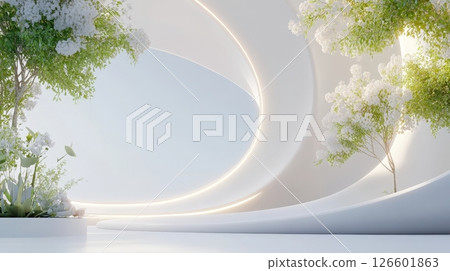 Curved Blank Billboard in Nature Inspired Setting 126601863
