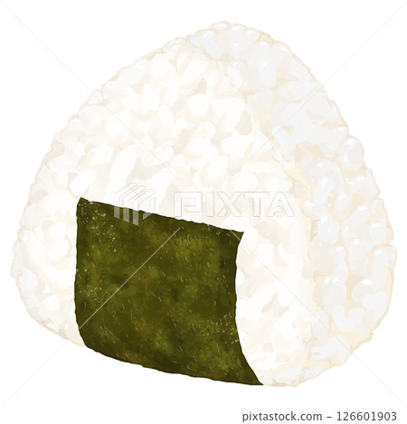 Realistic illustration of rice ball with nori seaweed Realistic illustration of rice ball with nori seaweed 126601903
