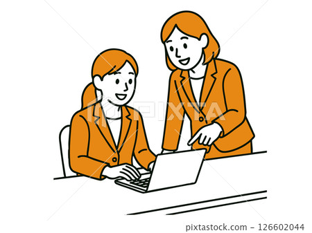 Businessman explaining on a laptop screen 126602044