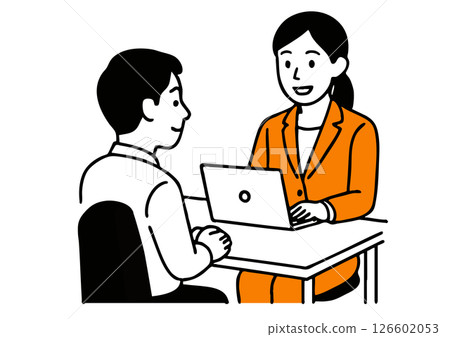 Female staff consulting with a customer on a laptop Female staff consulting with a customer on a laptop 126602053