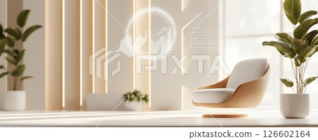 Serene and Elegant Virtual Studio Set for Live Streaming Presentations 126602164