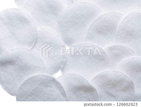 Many of white cotton pads on white background 126602823