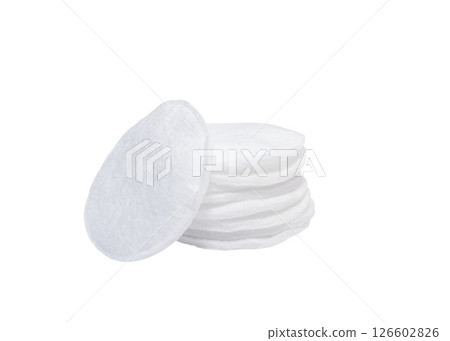 Pile of white cotton pads on white background 126602826