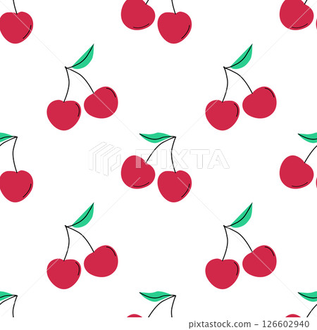 Cherry berry seamless vector pattern  126602940