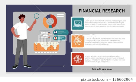 Startup people. Business analytic. Man presenting infographic. Office worker. Project strategy show. Corporate presentation template. Economy statistic chart. Financial research. Vector background Startup people. Business analytic. Man presenting infographic. Office worker. Project strategy show. Corporate presentation template. Economy statistic chart. Financial research. Vector background 126602964
