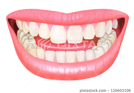 Illustration of a laughing woman's mouth Illustration of a laughing woman's mouth 126603106