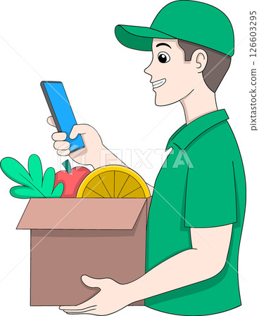 Online Shopping Delivery Courier Character Illustration 126603295