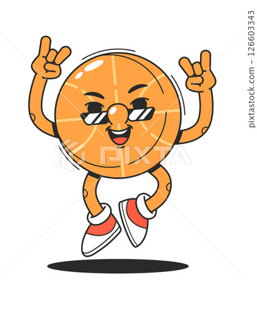 Funky cool basketball groovy character 126603343