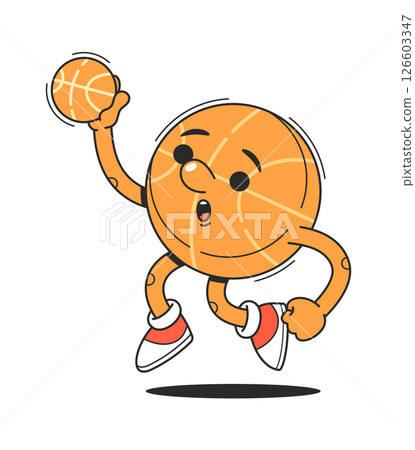 Groovy basketball character jumping up 126603347