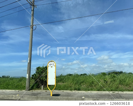 Scenery with a bus stop Scenery with a bus stop 126603618