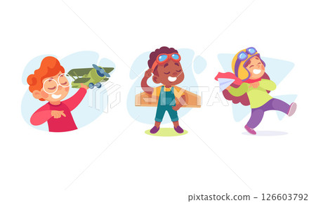 Creative Kids are Engaged in Imagining Flight Experiences and Adventure Journeys 126603792