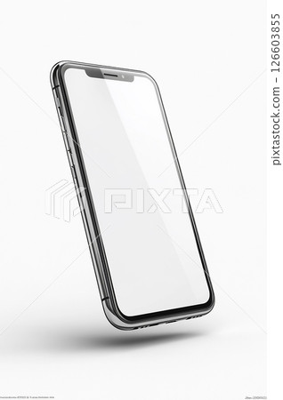 Smartphone with a blank screen on a white background for mockups and designs. Digital marketing or branding presentations. 126603855