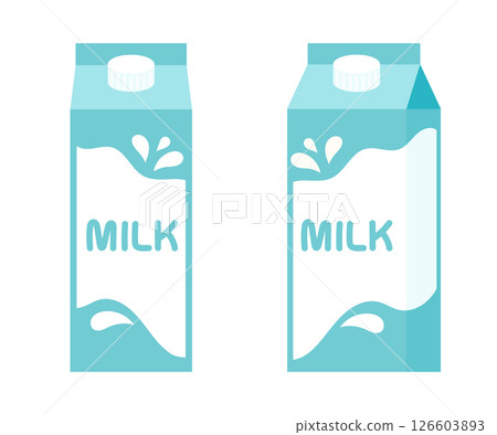 Milk in packaging set cartoon flat illustration. Vector illustration 126603893