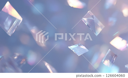 水晶玻璃碎片在空中飛舞，奇妙的背景反射著光線_1 126604060