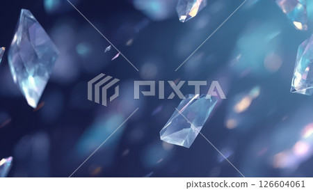 水晶玻璃碎片在空中飛舞，奇妙的背景反射著光線_2 126604061