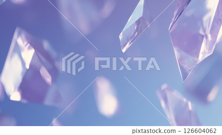 水晶玻璃碎片在空中飛舞。反射光的奇妙背景_3 126604062