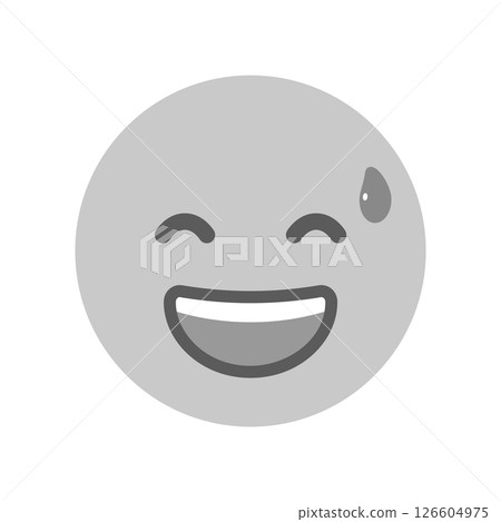 Emoji laughing with a cold sweat - Illustration material of a bitter smile or awkward face 126604975