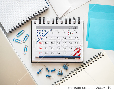 Happy Independence Day. Calendar with the date of July 4th 126605010