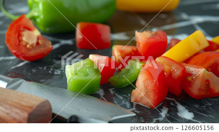fresh vegetables on a cutting board 126605156