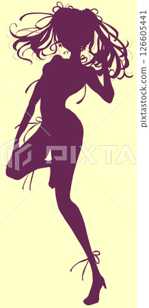 Idol-like woman in swimsuit silhouette Idol-like woman in swimsuit silhouette 126605441
