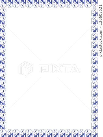 Blue desert frame. Morocco graphic template. Cute empty frame box Blue desert frame. Morocco graphic template. Cute empty frame box 126605521