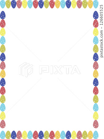 Painted Easter eggs frame with empty space. Copy space on transparent background. Easter egg hunt 126605525