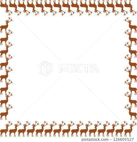Reindeer frame. Christmas decor template for your text. Hand drawn vector illustration isolated on white background 126605527