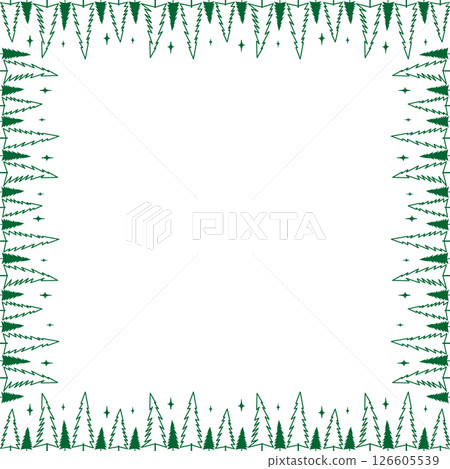 Winter tree New Year frame. Cute simple Christmas tree frame. Nature template to write text matter Winter tree New Year frame. Cute simple Christmas tree frame. Nature template to write text matter 126605539