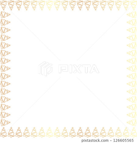 Golden Christmas tree frame. Festive greeting template with Christmas tree elements. Bright border 126605565