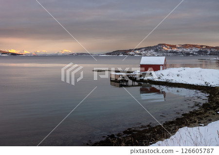 Sea and mountains in the sunrise, Norway Sea and mountains in the sunrise, Norway 126605787