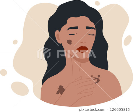Skin cancer and melanoma awareness month. Woman screening illustration. Person health checkup 126605815